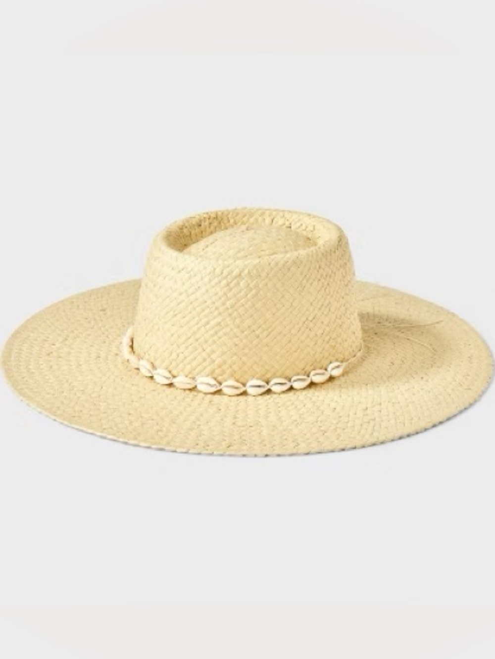 Universal Thread Straw Wide-Brim Boater Hat with Shell Band NWT - Picture 7 of 7